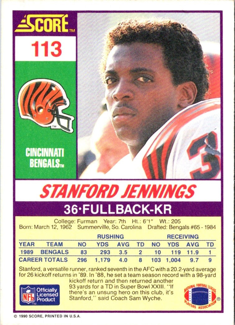 1990 Score Stanford Jennings