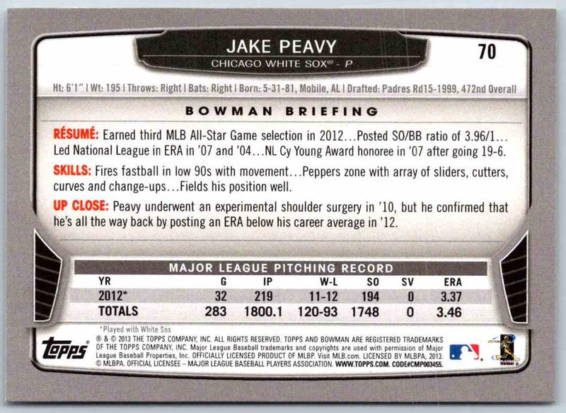 2014 Bowman Jake Peavy