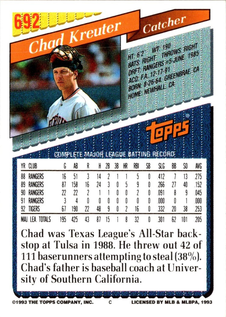 1993 Topps Inaugural Marlins Chad Kreuter