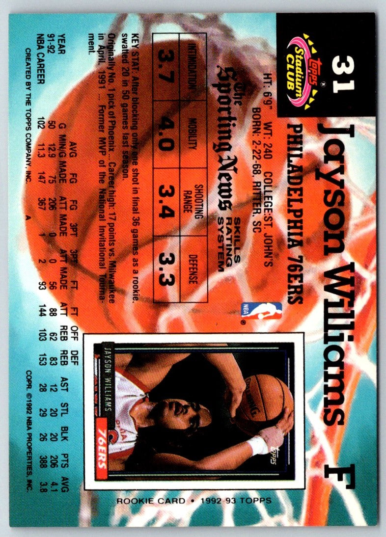 1992 Stadium Club Jayson Williams