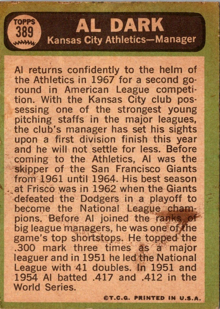 1967 Topps Al Dark