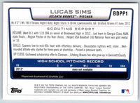 2012 Bowman Lucas Sims #BDPP1