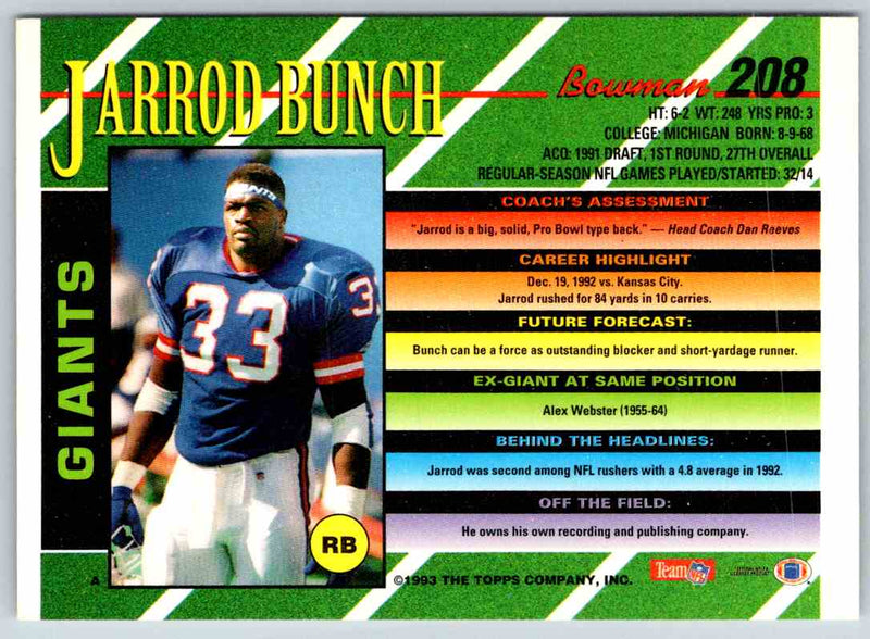 1993 Bowman Football Jarrod Bunch