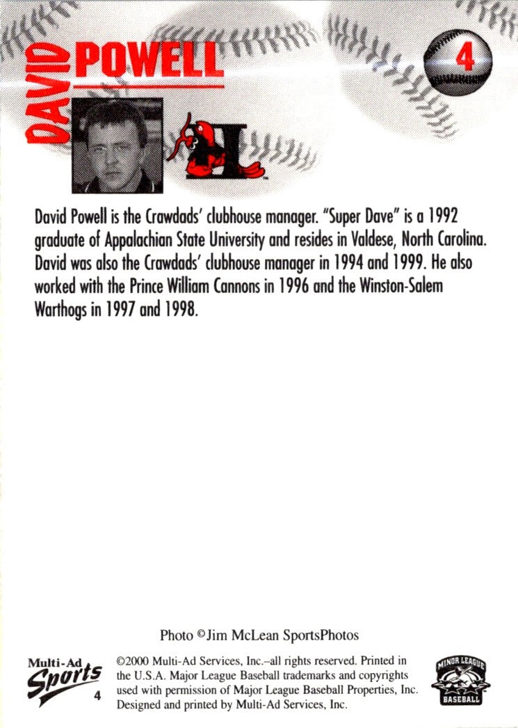 2000 Multi-Ad Hickory Crawdads Update David Powell