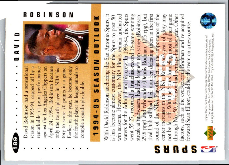 1994 Collector's Choice Silver Signatures David Robinson