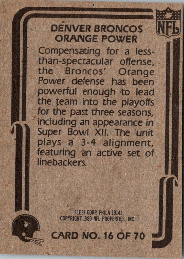 1980 Fleer Team Action Orange Power (Defense)