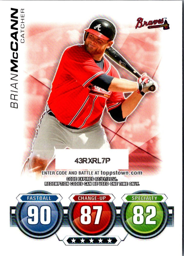 2010 Topps Update Attax Code Cards Brian McCann #NNO