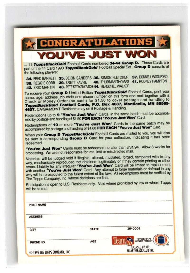 1993 Topps Black Gold Fred Barnett
