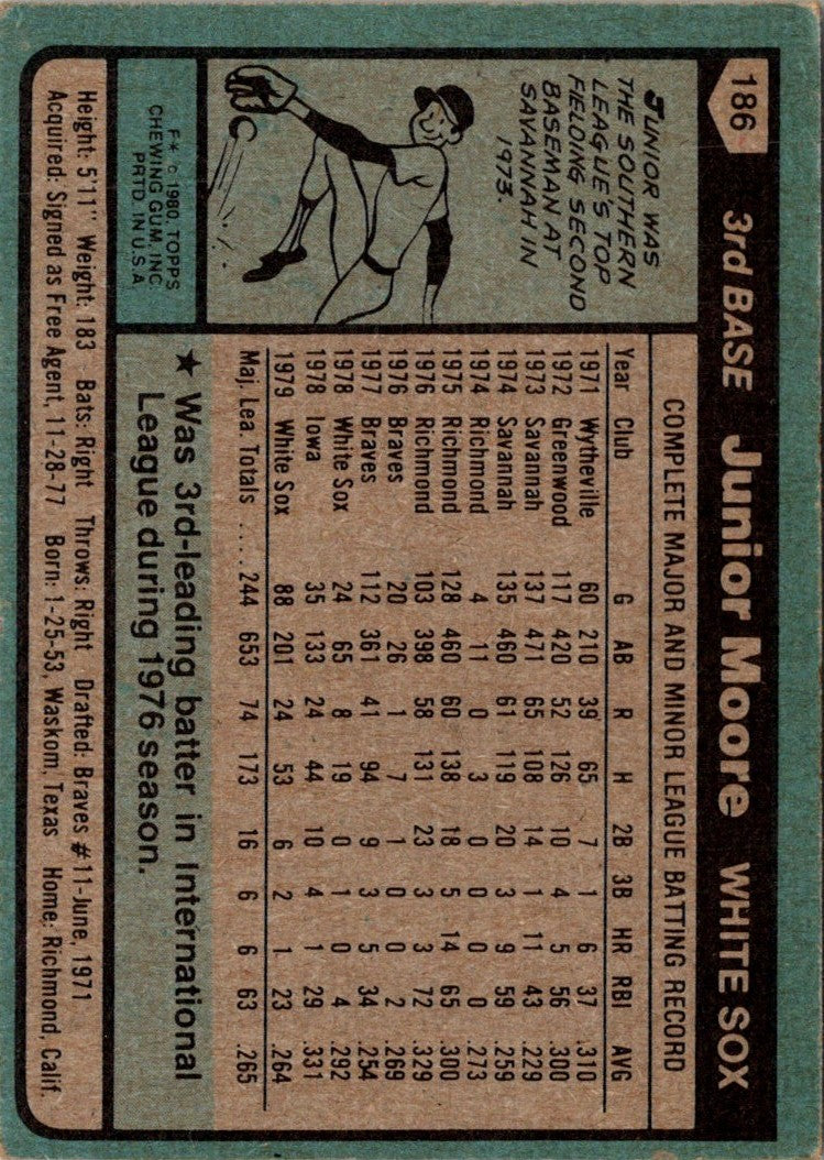 1980 Topps Junior Moore