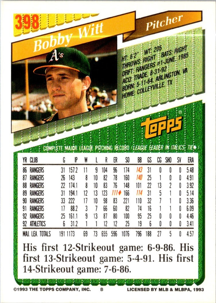 1993 Topps Bobby Witt