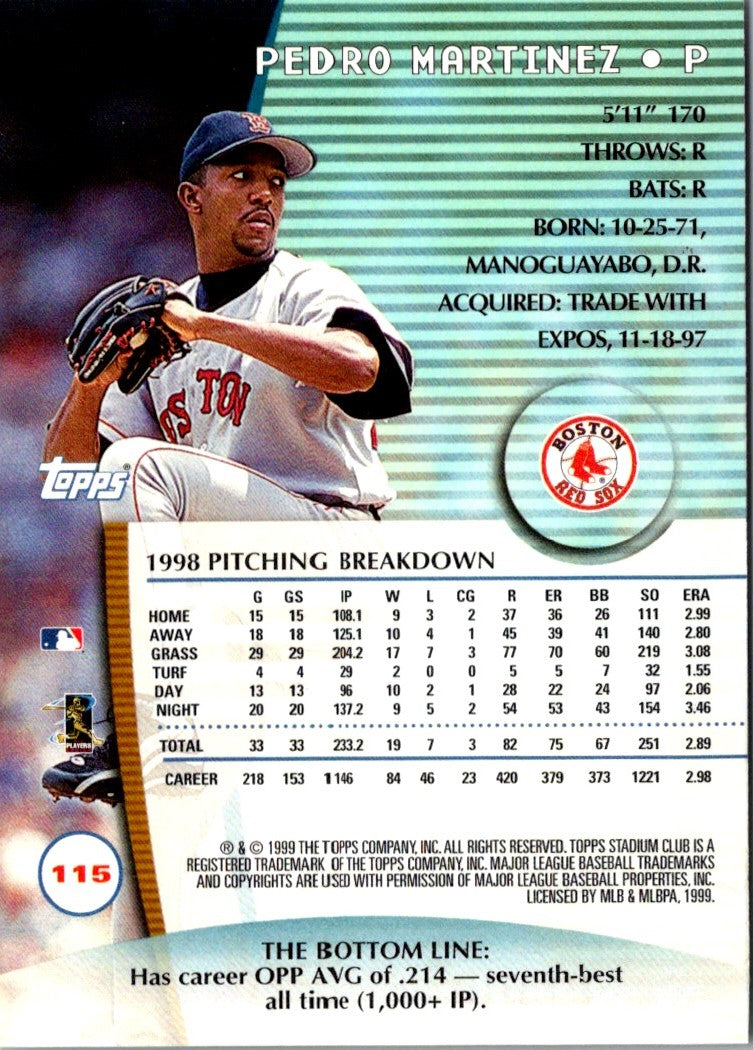 1999 Stadium Club Pedro Martinez