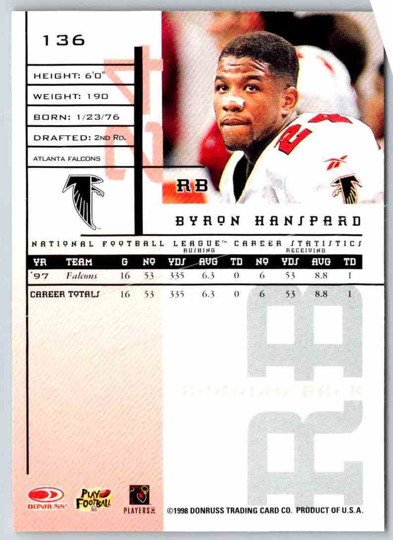 1998 Leaf Rookies And Stars Byron Hanspard