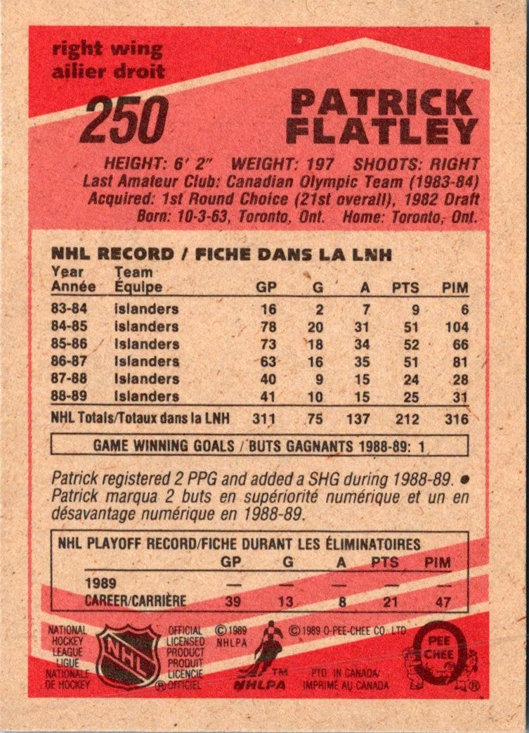 1989 O-Pee-Chee Patrick Flatley