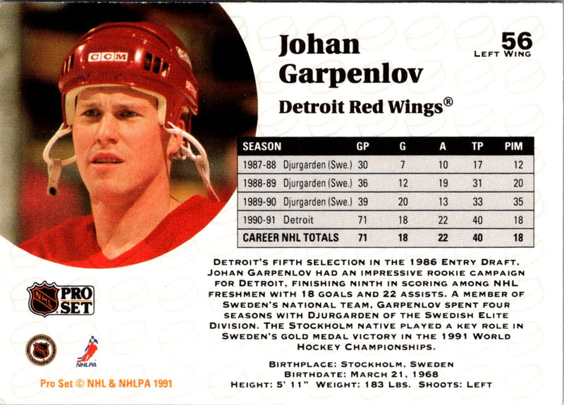 1991 Pro Set Johan Garpenlov