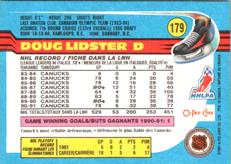 1991 O-Pee-Chee Doug Lidster