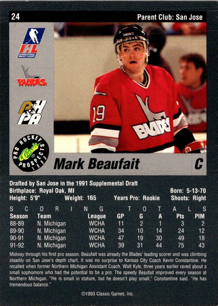 1993 Classic Pro Prospects Mark Beaufait