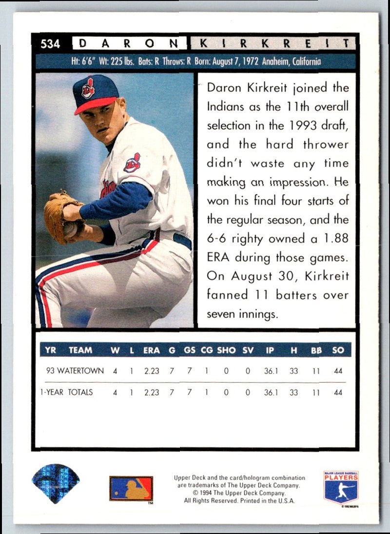 1994 Upper Deck Daron Kirkreit