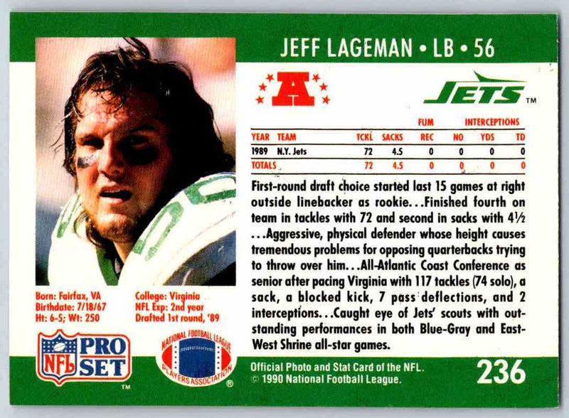 1990 Pro Set Jeff Lageman