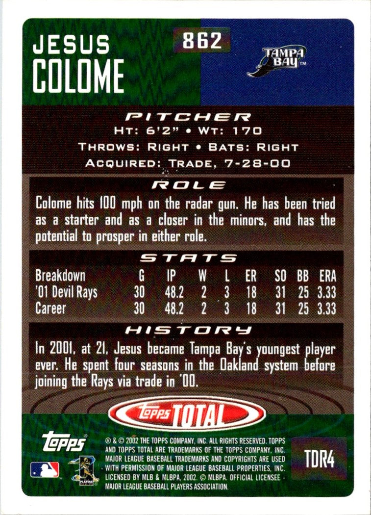 2002 Topps Total Jesus Colome