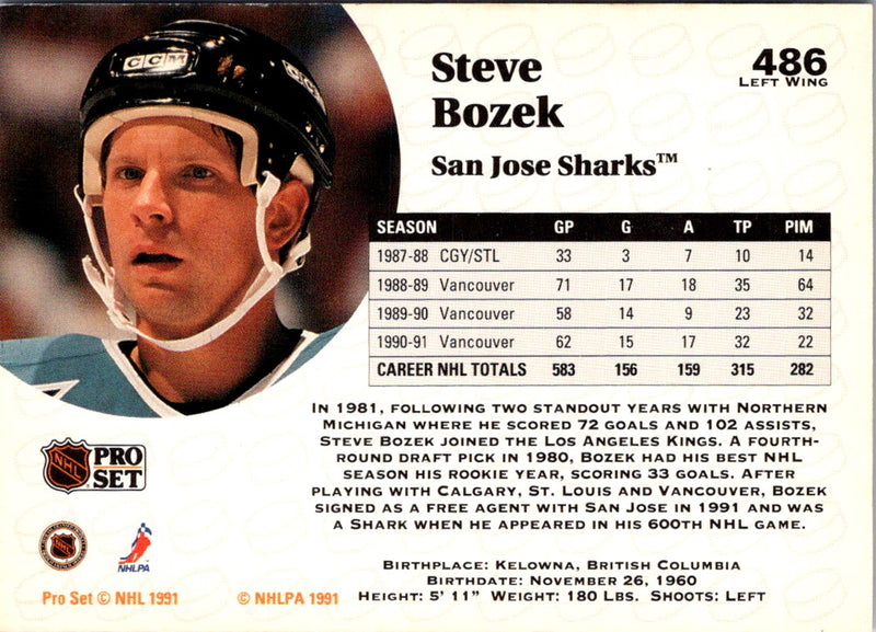 1991 Pro Set Steve Bozek