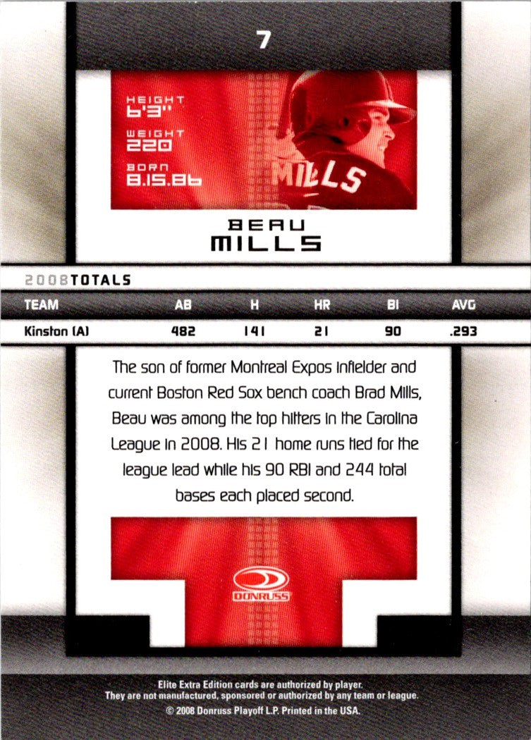 2008 Donruss Elite Extra Edition Beau Mills