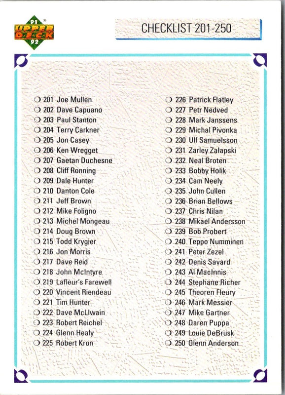 1991 Upper Deck French Checklist 301-400 #400A