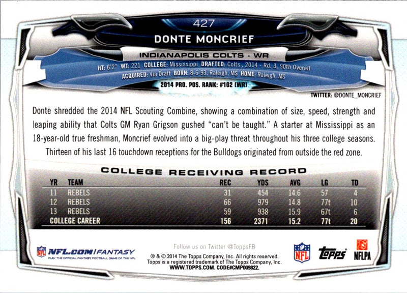 2014 Topps Donte Moncrief