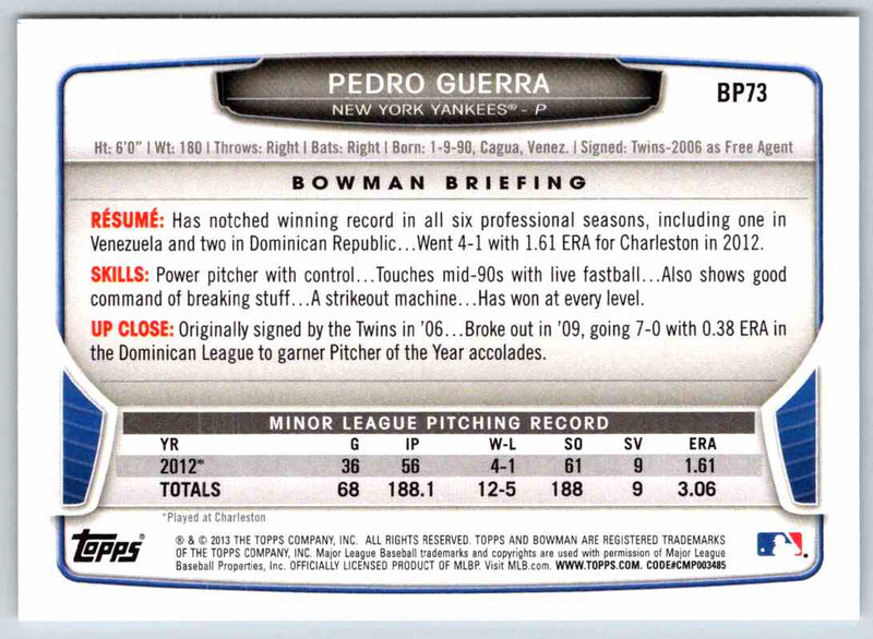 2014 Bowman Pedro Guerra