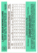 1984 Donruss Larry McWilliams