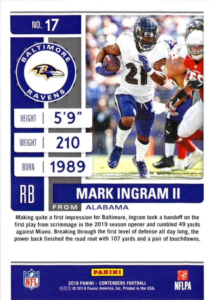 2019 Panini Contenders Mark Ingram II