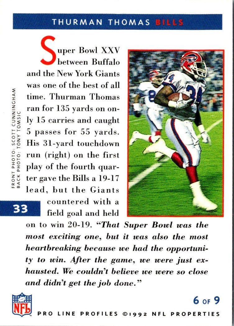 1992 Pro Line Profiles Thurman Thomas