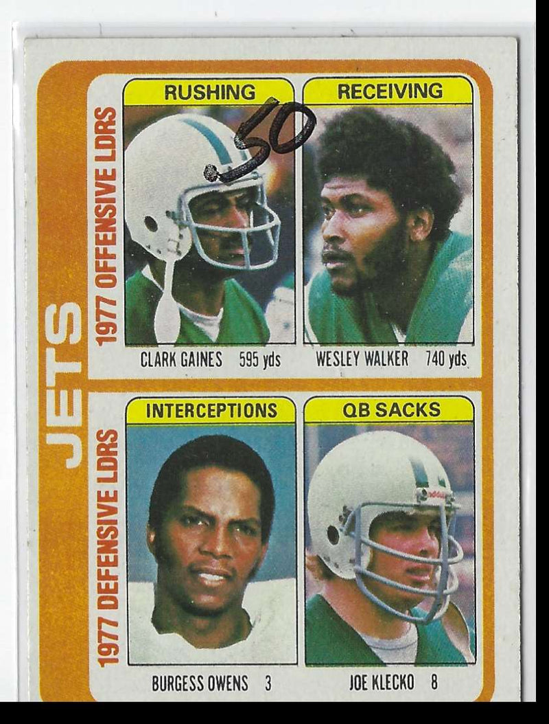 1978 Topps Clark Gaines/Wesley Walker/Burgess Owens/Joe Klecko
