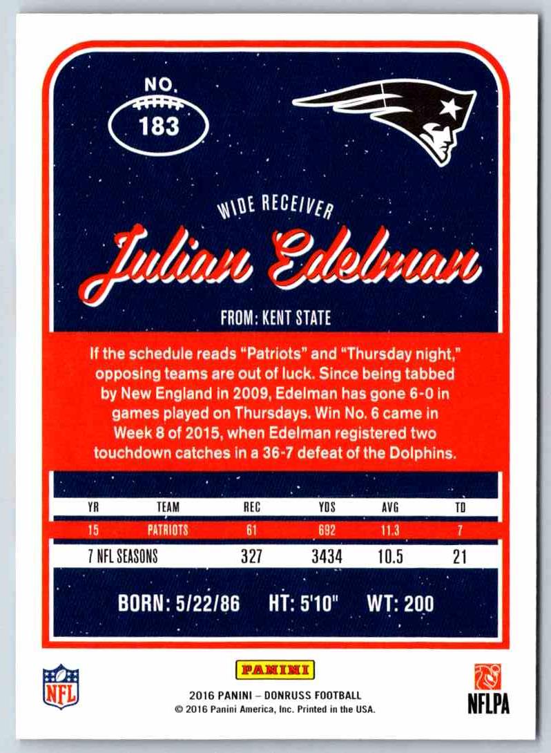 2016 Donruss Julian Edelman