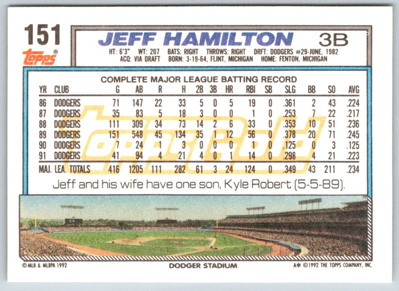 1992 Topps Jeff Hamilton