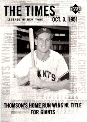 2001 Upper Deck Legends of New York Bobby Thomson #182
