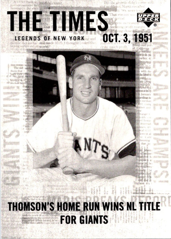 2001 Upper Deck Legends of New York Bobby Thomson #182