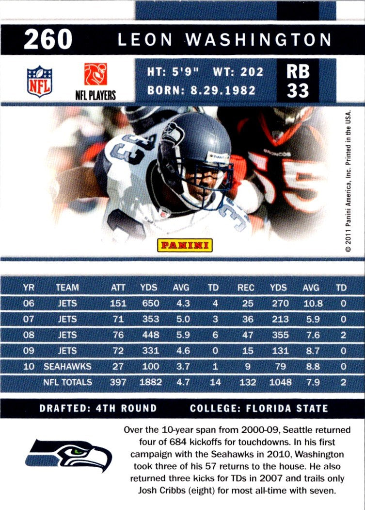 2011 Score Leon Washington