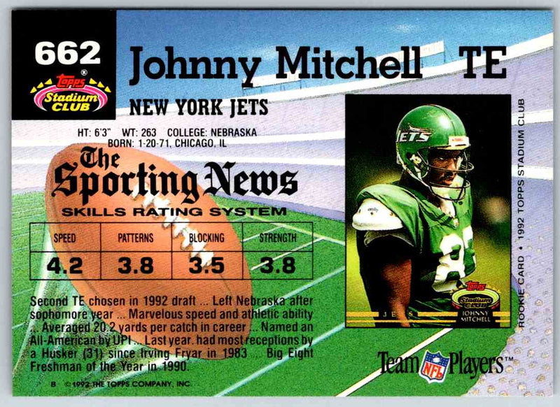 1992 Topps Stadium Club Football Johnny Mitchell