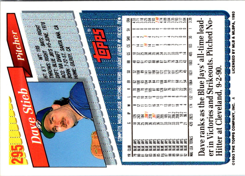 1993 Topps Gold Dave Stieb