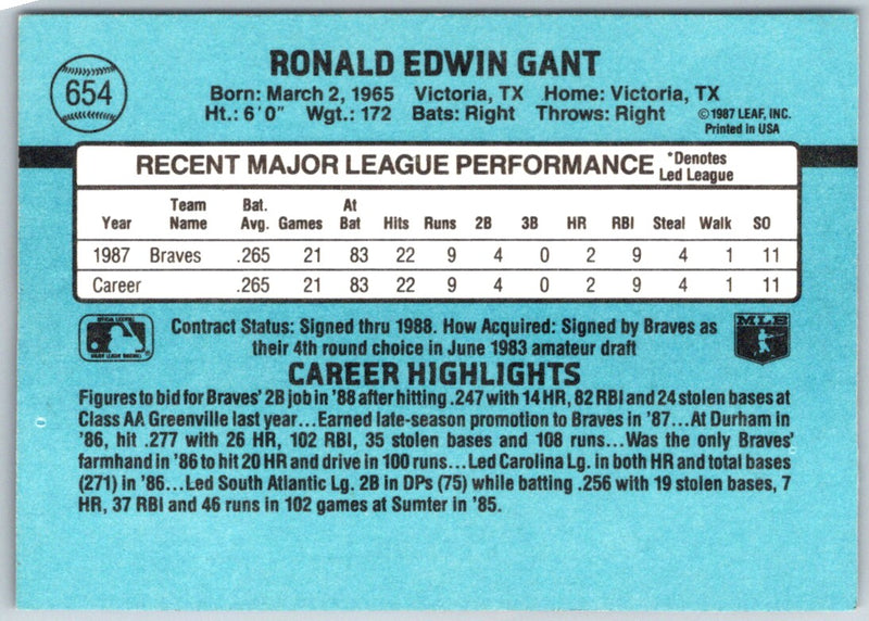 1988 Donruss Ron Gant