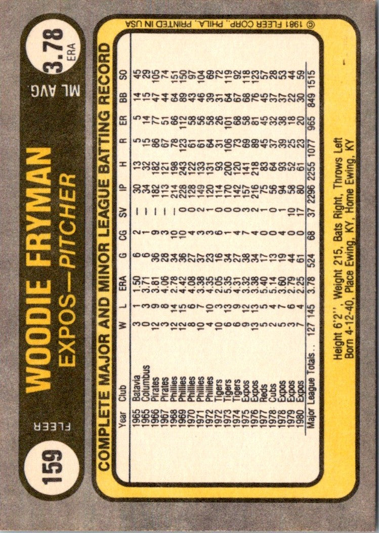 1981 Fleer Woodie Fryman