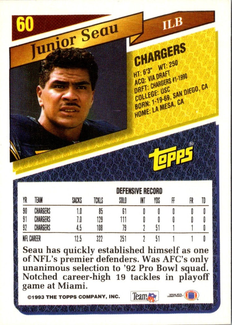 1993 Topps Junior Seau