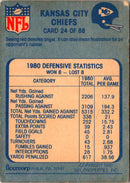 1981 Fleer Team Action Kansas City Chiefs Defense