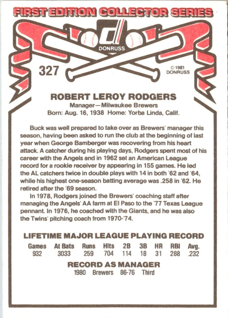 1981 Donruss Bob Rodgers