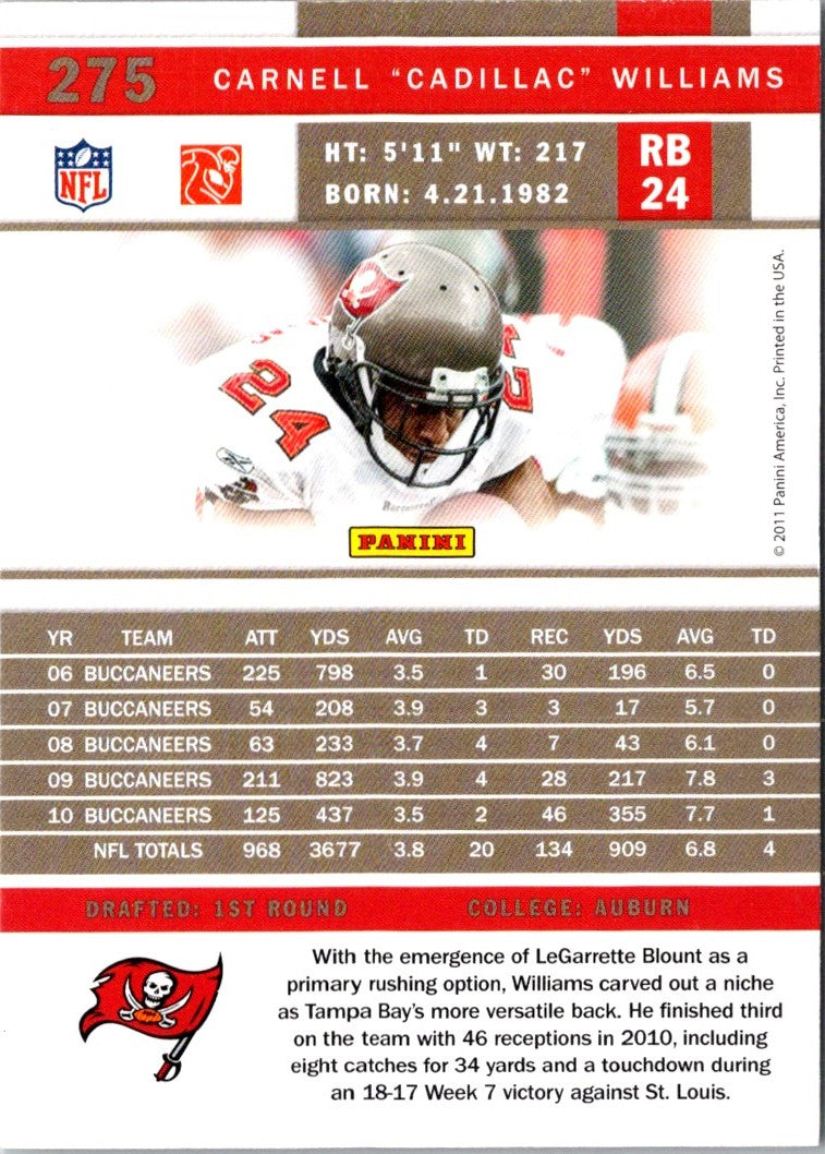 2011 Score Scorecard Cadillac Williams