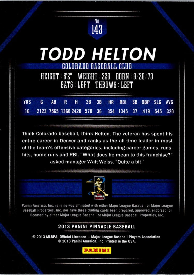 2013 Pinnacle Todd Helton