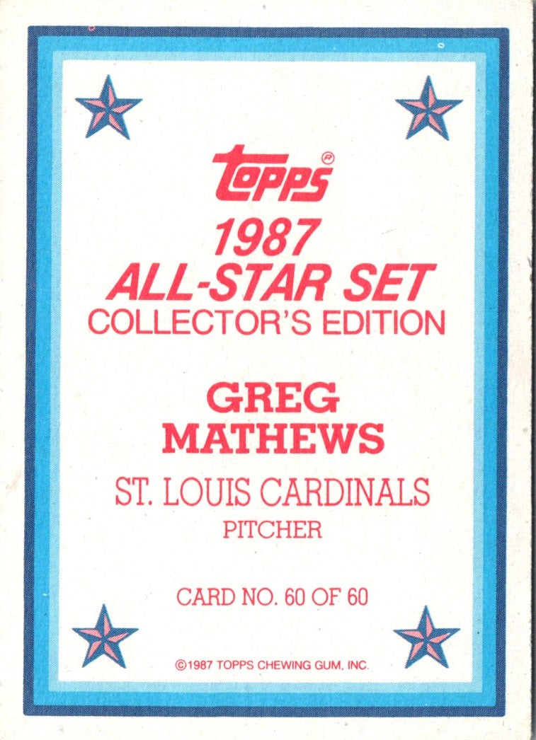 1987 Topps Glossy Send-Ins Greg Mathews