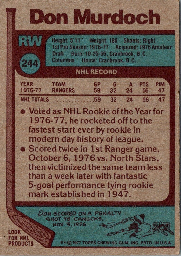 1977 Topps Don Murdoch