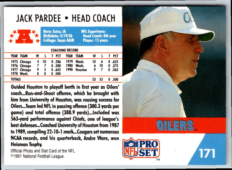 1991 Pro Set Jack Pardee