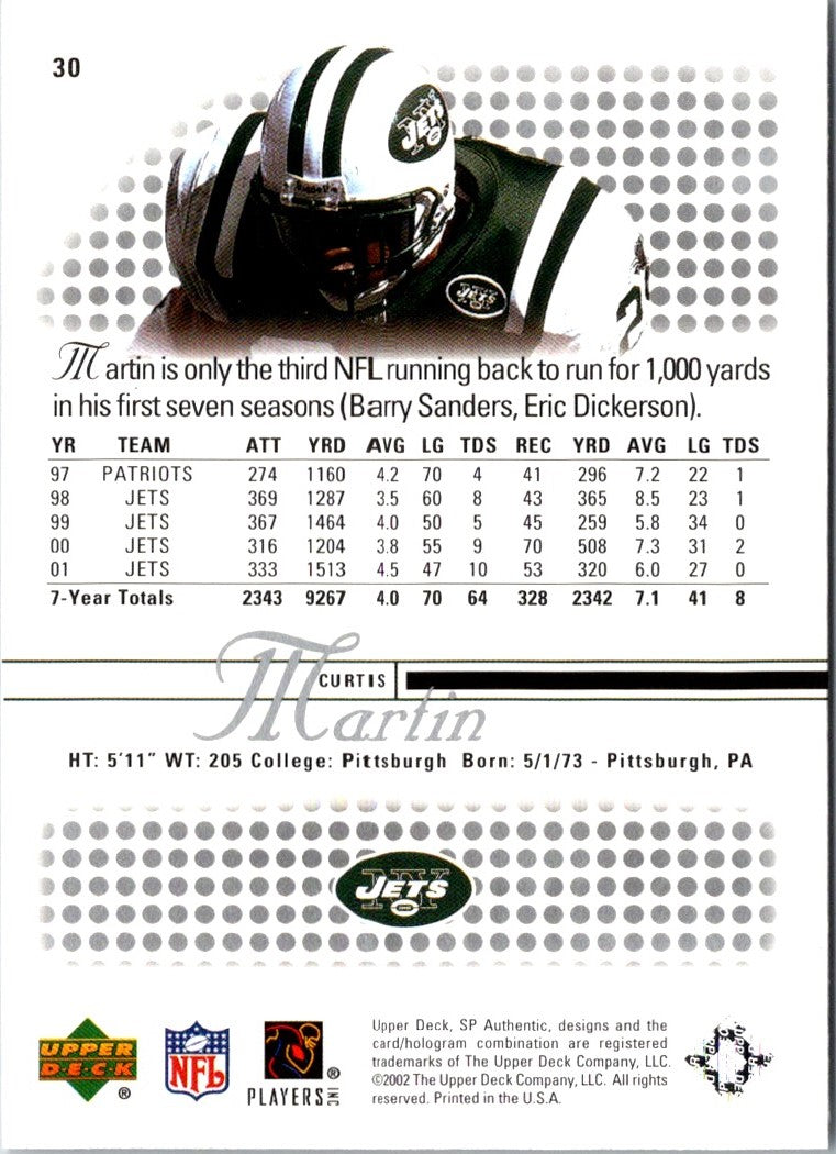 2002 SP Authentic Curtis Martin